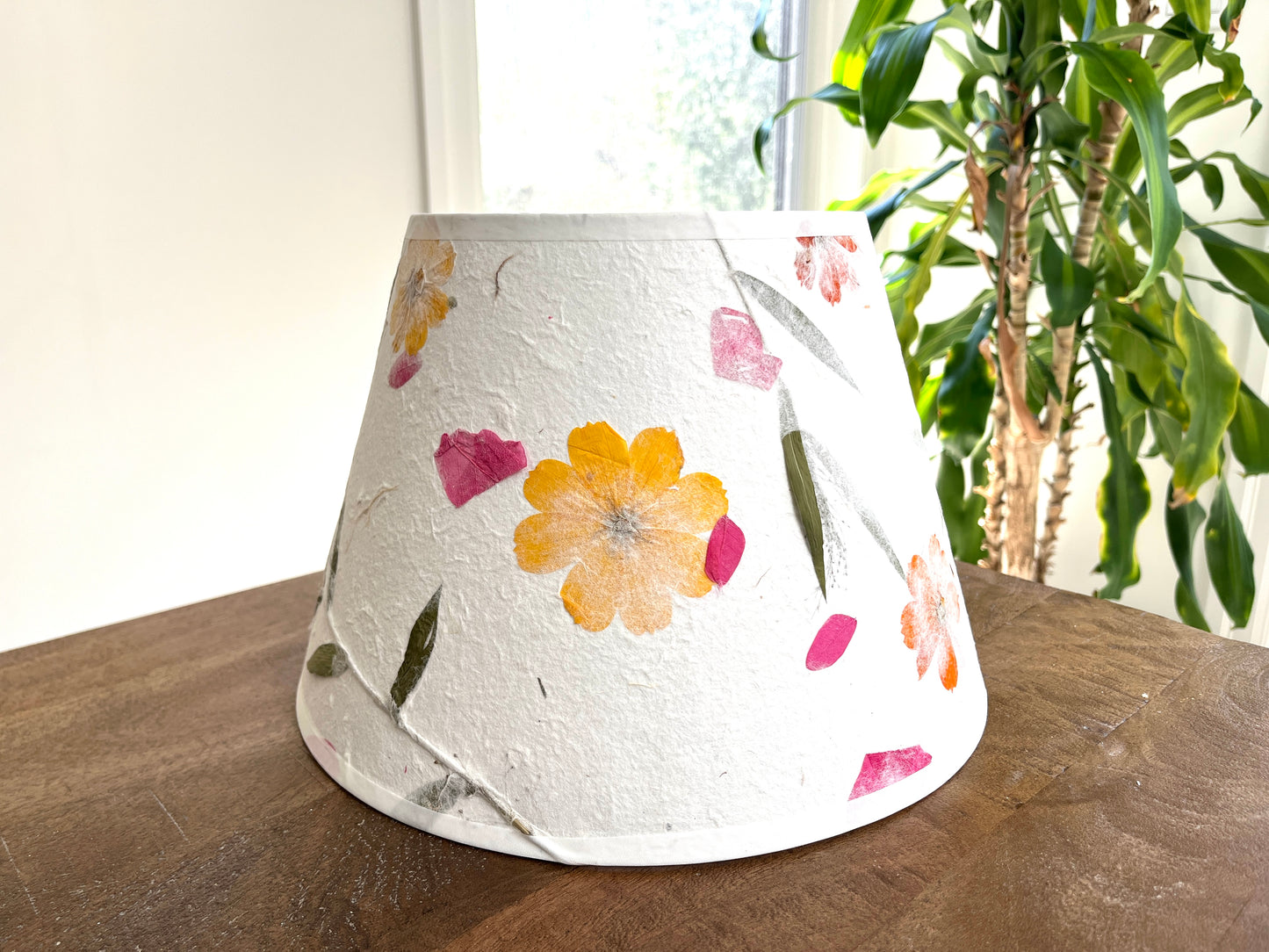 Botanical Mulberry Paper Lampshade with Real Flowers