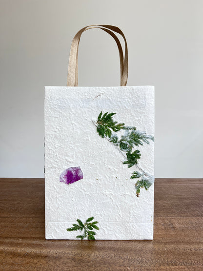 Handmade Botanical Mulberry Paper Gift Bags with Real Flowers