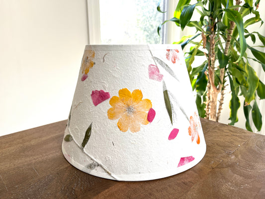 Botanical Mulberry Paper Lampshade with Real Flowers