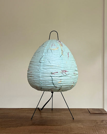 Handmade Paper Lamp Light Blue with Colored Fiber