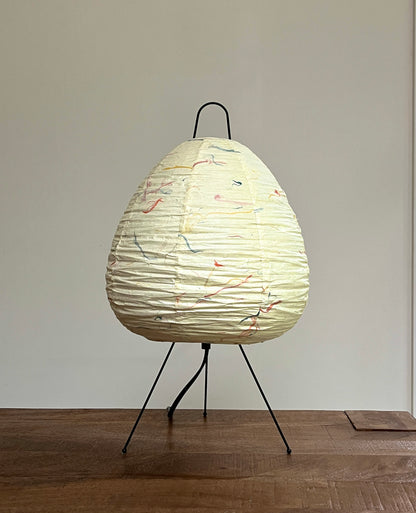 Handmade Paper Lamp Yellow with Colored Fiber